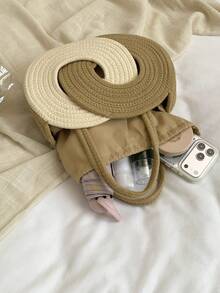 Fashionable Woven Shoulder Bag For Spring 2026, Suitable For Daily Use, Casual Outings, Travel, And Vacations - 米色 - 查看 9