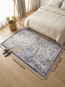1pc Blue Moroccan Style Living Room Rug. Suitable For Kitchen, Dining Room, Bedroom, Room Holiday Decoration, Indoor/Outdoor, Office, Lobby, Anti-Slip Doormat, Bathroom Rug, Hallway, Study Gaming Area Rug. - Blue - View 21