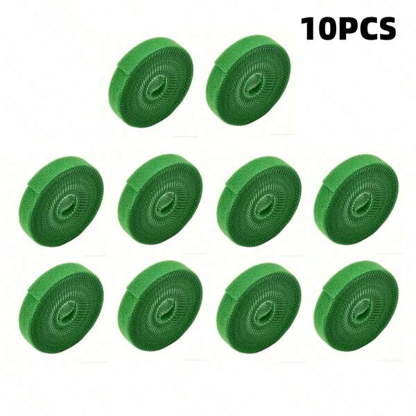 10 Rolls Reusable Plant Ties Green Plant Binding Straps - Green Flexible Support Straps, Suitable For Vines, Flowers And Garden Plants - Perfect For Home And Outdoor Use, Back-To-Back Plant Shaping Ties