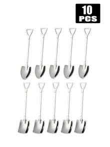 10pcs Stainless Steel Dessert Spoon Set, Elegant Scoop-Shaped Teaspoons, Suitable For Coffee, Ice Cream, Fruit, Pudding, Yogurt, Dessert Cakes, Creative Watermelon Spoon, Reusable, Suitable For Home Kitchen, Restaurant, Party Dining, Holiday, Kitchen Cutlery - View 11