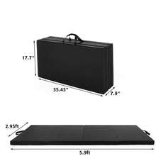 Extra dicke, faltbare Gymnastik- und Yogamatte, 183 x 91 cm, 4-teilige, tragbare Trainingsmatte für Heim-Fitnessstudio, Pilates, Akrobatik, Cardio, Kampfsport, leicht zu verstauen, Tragegriffe - Schwarz - Übersicht 3