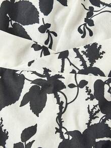 guangzhougaolangshangmao  MOD Vestido camisero con estampado de flores de silueta negra sobre fondo albaricoque, vestido renacentista, vestidos - Albaricoque - Ver 8
