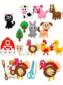 13pcs Farm Animal Sewing Craft Set, Beginner Sewing Craft Kit, DIY Craft & Sewing Set, Art Craft Tool Kit, Fun Educational Craft Set, Handmade Felt Animals - 13-piece Pack - View 6