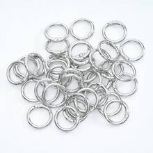 50pcs/Set Silver Spring Snap Round Carabiner Key Ring Bag Clasp Hook Dog Chain Connector DIY Jewelry Accessories - Silver Gray - View 1