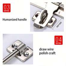 2/6/10pcs Stainless Steel Sliding Bolt Lock, 4/6/8 Inch Flanged Double-Sided Bolt, Padlock Compatible Surface Mount Door And Window Security Latch - Plug - View 9