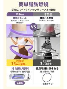 フラフープ ソフトフラフープ ダイエット 有酸素運動 フィットネス 脂肪燃焼 エクササイズ 体幹トレーニング 筋力トレーニング 腹筋トレーニング 折りたたみ式 PVC製 静音 コンパクト収納 持ち運び便利 - モーヴパープル - チェックする 8