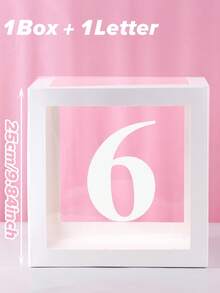 1/4件 25cm 白色字母透明盒，嬰兒洗禮盒，生日裝飾，婚禮裝飾，婚禮週年紀念裝飾，單身派對，新娘洗禮，桌面裝飾，首字母透明氣球盒驚喜禮物盒，拼名字母盒 - 白色 - 查看 45