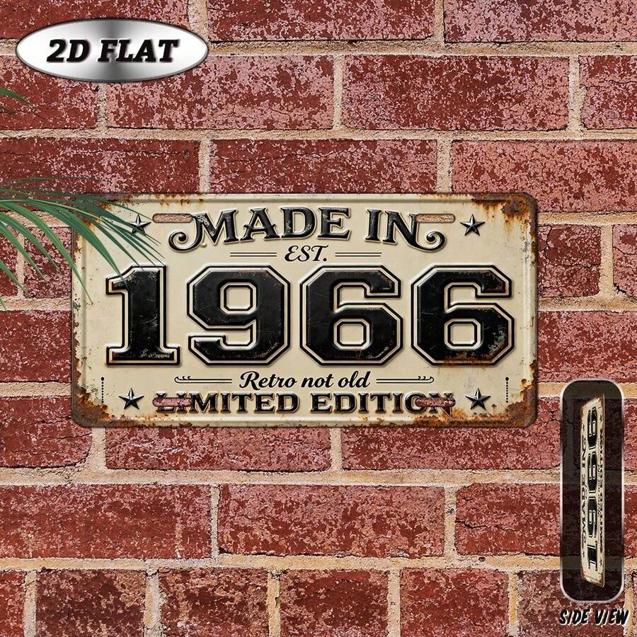 2D Flat Vintage Metal Iron Decorative Sign (12*6 Inches), 1966 Vintage ...