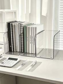 Transparent Acrylic Bookshelf, Desktop File Organizer, Book Storage, Can Hold Magazines, Notes And Books, A4 File Magazine Organizer Box, Suitable For Home Study, School Office - Transparent - View 2