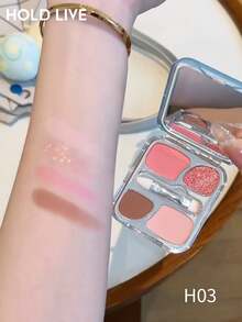 HOLD LIVE Bouncy Magic Silkworm Powder Palette 4-Color Small Eyeshadow Beginner Highlighting Pearlescent Lower Eyelid Comprehensive Palette - H03 - View 3