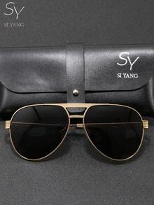 SY SI YANG Marke 1 Paar Herren & Damen Metall Lässig Aviator Rahmen Mode Mode Brille, geeignet für Urlaub, Ausflüge und Outfit-Kombinationen, vielseitige Mode-Stil Brille für den Alltag, mit exquisiter Brillen-Aufbewahrungstasche und Reinigungstuch - A - Übersicht 7
