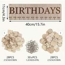 1組木製生日日曆提醒板，壁掛式家庭生日看板附標籤，適用於居家、教室、辦公室展示，送給媽媽、老師、奶奶的個性化禮物 - 木質色 - 查看 2