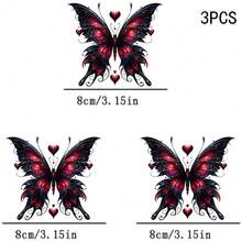 1/2/3 Stücke Dunkler Gothic-Stil Rot & Schwarz Schmetterling Wärmetransfer, Herz-dekoriertes Schmetterling-Muster Wärmetransfer, Vinyl-Muster, Wärmetransfer-Aufkleber, Bügel-Transfer-Aufkleber - Geeignet für Kissen, DIY, Rucksäcke, T-Shirts, Leinwandtaschen, Sweatshirts, Jeans, T-Shirts, Kleidung, Nähbedarf - Mehrfarbig - Übersicht 7