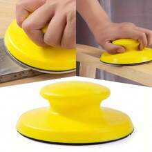 1pc 5-Inch Round Manual Sanding Block Set With Nylon Strap, Rubber Handheld Sanding Machine With Replaceable Zirconia Sandpaper, Suitable For Car Body, Wooden Furniture Repair, Home Crafts - - Yellow - View 7