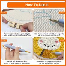 DIY Punch Needle Embroidery Kit, Includes Punch Needle, Yarn, Instructions, Embroidery Hoop And Pre-Printed Fabric, Sloth Pattern, Suitable For Home Wall Decor, Perfect Gift For Family And Friends, 20X20cm (7.87X7.87 Inches) - A - View 11
