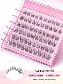 Neweye 60pcs Pre-Glued Natural False Eyelashes D Curl 10-16mm Mixed Length Single Cluster Split Lashes Soft Natural Look Thin Style DIY Eyelash Extension Travel Friendly Self-Adhesive Makeup Tool - D - View 7