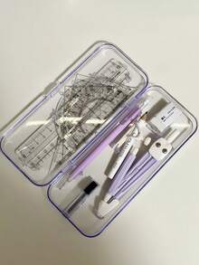 10pcs Student Compass Set, Ruler Set, Exam & Learning Stationery Supplies, Triangle Ruler, Triangle Board, Protractor, Compass & Ruler Set, Multi-Functional Pen Holder Dual-Use Compass - Sets - View 16