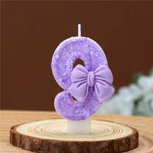 1 pièce Bougie chiffre, Bougie d'anniversaire avec nœud papillon, Décoration de fête à paillettes violettes, Convient pour les fêtes d'anniversaire, les fêtes de vacances, les fêtes à thème et diverses autres occasions - violet pur - Voir 11