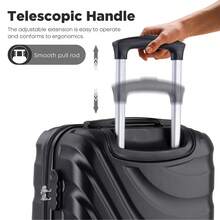 YONSLY 20 Inch Suitcase With Silent 360° Wheels Combination Lock Soft Rubber Handle Mesh Pocket Hard Shell Travel Suitcase For Vacation Daily Travel - 黑色 - 查看 5