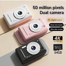 Cámara digital CCD 4K, cámara digital de alta definición, esencial para viajes, cámara compacta portátil de apuntar y disparar, confiable, adecuada para viajeros y entusiastas de la fotografía, incluye tarjeta de almacenamiento de 64GB - Ver 1