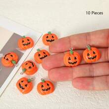 5/10/20pcs Halloween Pumpkin Pendants, Resin Material, Suitable For DIY Keychains, Necklaces, Jewelry Making And Handmade Decorations, Halloween Teacher Gifts, Custom Name Necklace, Earrings, Chain, Ladies Jewelry - Pendants - View 11