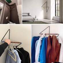 Modern Geometric Wall-Mounted Luxury Coat Rack, Multi-Functional Corner Clothes Hanger, Unique Decorative Storage Organizer, Iron Corner Rack, Can Hold Jackets, Hats And Scarves, Improve Space Utilization - Black - View 3