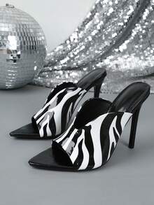 Spring Summer Fashion High Heel Pointed Toe Easy Wear Sandals - Black and White - View 13