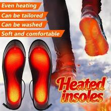 1 Pair USB Electric Heated Insoles, Warm And Comfortable, Wool Lining, Compatible With Power Bank, Suitable For Indoor And Outdoor Use, Winter Warmth Essential - Black - View 10