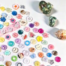 9/26/45/66/86/100Pcs Creamy Color Ins Style Cute Fresh Buttons, Colorful Resin Buttons DIY Handmade Jewelry Decoration Accessories, Sewing Supplies Small Buttons, Asymmetrical Decorative Buttons Mixed Random Styles - Multiple Styles - View 7