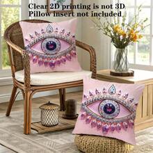 2pcs Bohemian Evil Eye Pattern Single-Sided Printed Pillow Covers, Soft And Comfortable Polyester Fiber Cushion Covers, Size 45x45cm(17.72x17.72 Inches), Zipper Closure, Machine Washable, Suitable For Home And Outdoor Decoration (Pillow Covers Only, Insert Not Included) - Multicolor - View 8