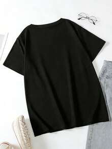 Plus Size Custom Commemorative Gift & Men's Black Casual T-Shirt, Create Your Own Exclusive Printed T-Shirt. Sports Summer - Black - View 3