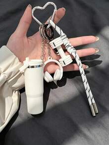 [Original Handmade] High-Value Mini Water Bottle Keychain, Woven Rope Keychain/Wrist Accessory, 3D Earphone Accessory, Car Key Anti-Loss Chain, Exquisite Girls Earphone Decoration, Women's Summer Charming Bag Charm, Beach Vacation Essential, Laptop Bag Accessory, Lunch Bag Accessory - Multicolor - View 13