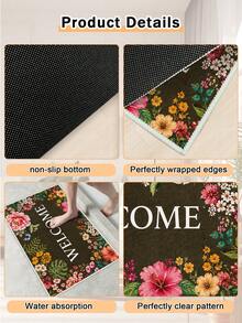 1pc Outdoor Non-Slip Patterned Floor Mat, Indoor Rug, Bathroom Mat, Kitchen Mat, Decorative Rug, Multi-Functional Hallway Mat, Soft & Comfortable, Easy To Clean, Suitable For Indoor/Outdoor Entry, Bedroom, Home Decor - Multicolor - View 10
