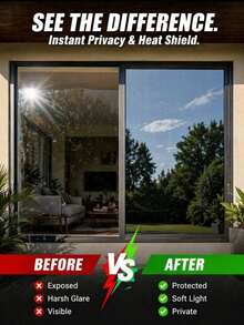 One-Way Mirror Window Film, Privacy Anti-Peeping, Day & Night Shade, Reflective Heat Insulation, UV Protection, Suitable For Home, Office, Bathroom, Glass Doors - 1PC - View 5