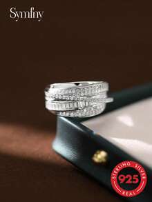 SYMFNY 1 S925 Silver Curved Concave Open-Band Ring, Unisex And Versatile For Everyday Wear - Silver - View 3