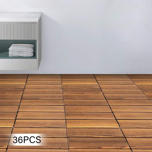 Confezione da 36 piastrelle per pavimenti ad incastro 30x30 cm, impermeabili, effetto legno, ideali per patio, balcone e giardino. Superficie antiscivolo con facile incastro, resistenti e di facile manutenzione per uso interno ed esterno.