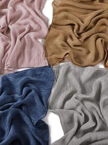 1pc Women's Solid Color Rolled Edge Pleated 100% Rayon Scarf, Fashion Casual Headscarf, Hijab - Multicolor - View 4