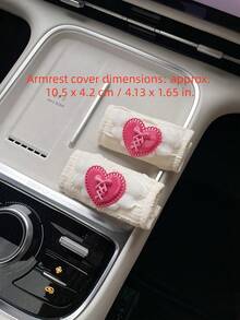 1/2PCS Acrylic Heart Bow Puff Cotton Car Door Handle Cover, Universal Interior Door Handle Protector Decoration - Multicolor - View 2