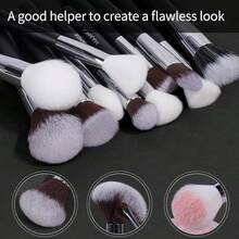Brochas de Maquillaje Profesional 30 Piezas kit Alta Calidad Sintético Brochas Maquillaje Sombras de Brochas para Ojos en Polvo para Base de Maquillaje -Negro - Rosa - Ver 11