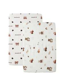 2pcs Soft Comfortable Breathable Baby Animal Pattern Fitted Sheets (39.37*23.62) Inch, (47.24*23.62) Inch, (51.96*28.34) Inch - Multicolor - View 24