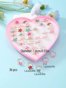 36pcs/set Girls Bow Decor Ring - Multicolor - View 2