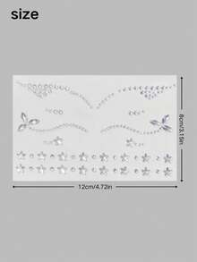 1pc Eye Makeup Rhinestone Stickers, Wavy Line + Four-Leaf Clover + Five-Pointed Star Combination, Self-Adhesive Backing, Creative Glitter Rhinestone Stickers For Stage Makeup And Party Eye Area - Multicolor - View 5