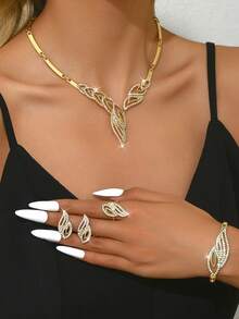 Water Droplet Shaped Bridal Fashionable Crystal, Gorgeous Jewelry, Suitable As Wedding And Dance Gifts. - Gold - View 8
