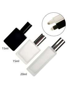 3 Peças/Conjunto Frasco Quadrado Fosco 3ml|5ml|10ml|15ml|20ml Âmbar/Preto Recarregável Perfume Óleo Essencial Loção Dispensador de Bola Rolante de Aço Inoxidável Frasco Portátil Simples Fragrância Óleo Medicinal Rolante de Massagem Frasco Vazio Vidro Transparente Espesso Proteção contra Luz Tampa de Alumínio - Multicolorido - Visão 21