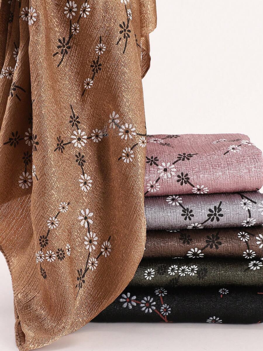 Spring/Summer New Satin Jacquard Modest Hijab Women's Satin Hand-Painted Print Muslim Hijab Shawl