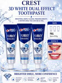 CREST Gleam White Dual-Action Toothpaste 170g, 3pcs Lime Fresh Scent, Stain Removal & Whitening, Deep Cleaning, Long-Lasting Freshness, Daily Oral Care - 3D炫白雙效去漬白牙膏* - 查看 1