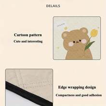 Cute Bear Print Car Windshield Cover, All-Season Sun Shade & Snow Cover, Lucky Bear & Tulip Cartoon Pattern, Durable Fabric, Sweet Casual Style, Universal Front Windshield Sun Shade, Frost & Dust Protection, Suitable For All Year Round - A - View 10