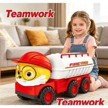 Multifunctional Cartoon Water Spraying Fire Truck, Inertia Powered No Battery Required, Liftable Ladder 360 Degree Rotation, Parent-Child Role Play Fire Rescue Game, Exquisite Birthday New Year Holiday Gift. - Multicolor - View 7