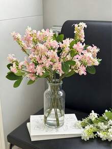 1 pieza Flor artificial de lila/osmanthus, flor artificial de textura realista, adecuada para jarrón, hogar, habitación de hotel, decoración de boda, decoración de mesa, regalo de cumpleaños, ceremonia de graduación, decoración de otoño y otras ocasiones - Rosa Pálido - Ver 2