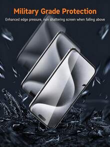 MIGAE 3pcs Privacy Screen Protector Film, Compatible With IPhone 18 Pro/18 Pro Max/17/16/16e/15/14/13/13 Pro/12/11/17 Pro Max/17 Air/16 Pro Max/15 Pro Max/14 Pro/Plus/Mini/X/XR/XS Max/7/8/SE2/SE3, 9H+ Tempered Glass Film, Anti-Scratch, Full Coverage, Anti-Peeping Privacy - Black - View 6